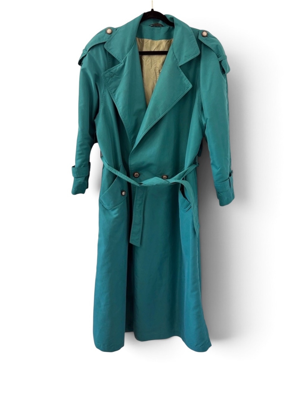 Vintage 80s Teal Trench Coat - White Tiger Size Women’s 12